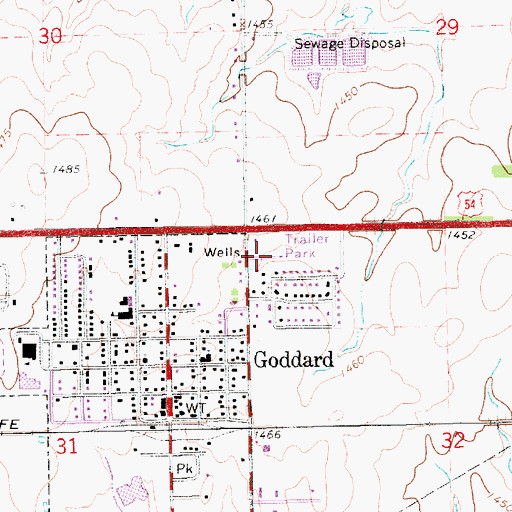 Topographic Map of Linnell Mobile Home Park, KS
