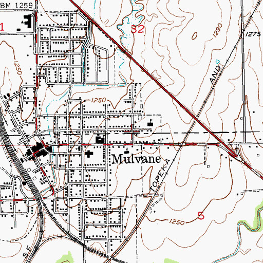 Topographic Map of Mulvane Senior Citizens Center, KS