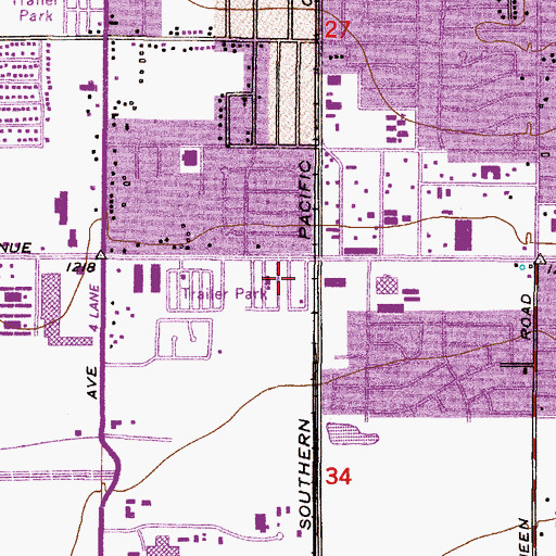 Topographic Map of Southern Palms Trailer Park, AZ
