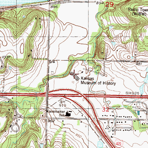 Topographic Map of Kansas Museum of History, KS