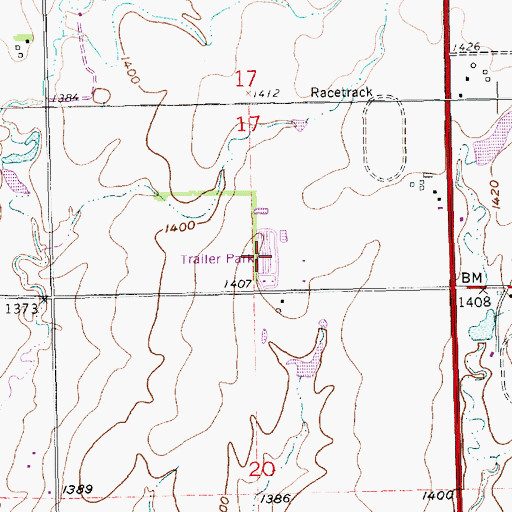 Topographic Map of North Star Mobile Home Park, KS