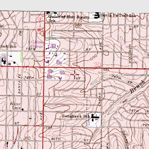 Topographic Map of Overland Park Nursing and Rehabilitation Center, KS