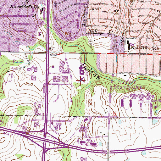 Topographic Map of Indian Creek Nursing Center, KS