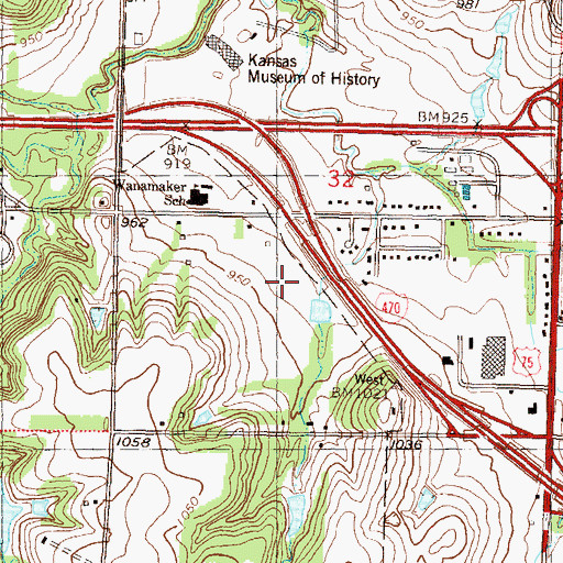 Topographic Map of Sports Center Golf Course, KS