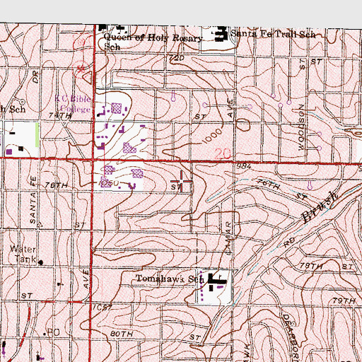 Topographic Map of Overland Park Place Assisted Living Facility, KS