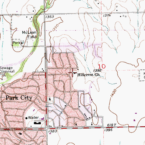 Topographic Map of Randall Road Baptist Church, KS