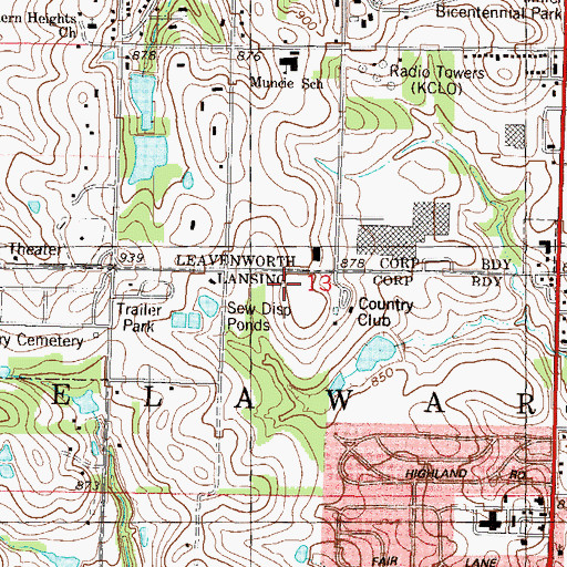 Topographic Map of Twin Oaks Assisted Living Facility, KS