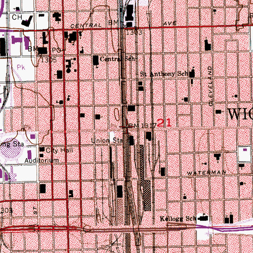 Topographic Map of Great Plains Transportation Museum, KS