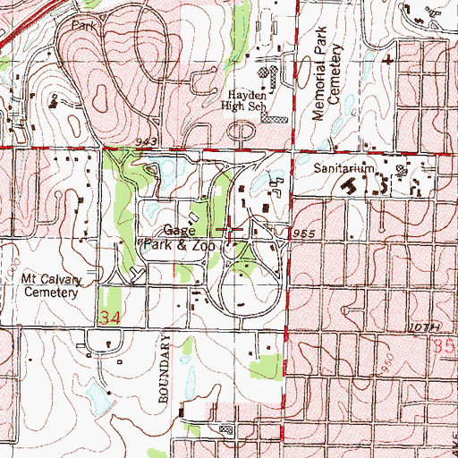Topographic Map of Helen Hocker Center for the Performing Arts, KS