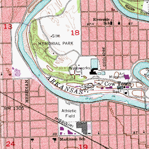 Topographic Map of Botanica - The Wichita Garden, KS