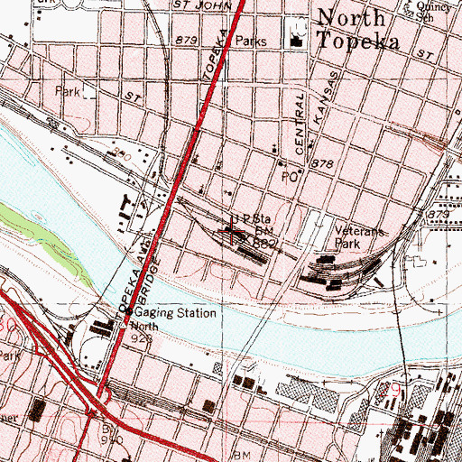 Topographic Map of Great Overland Station, KS