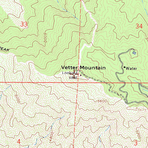 Topographic Map of Vetter Mountain, CA