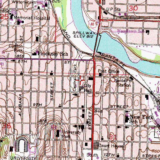 Topographic Map of Lawrence Public Library, KS