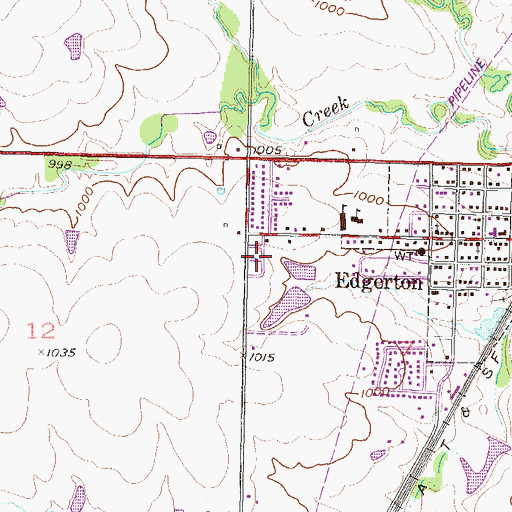 Topographic Map of Edgerton Mobile Home Park, KS