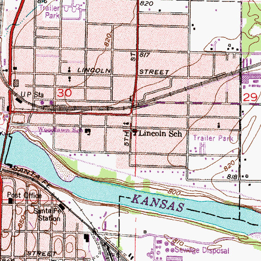 Topographic Map of Ballard Center - Community Services, KS