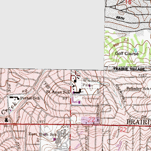 Topographic Map of Brighton Gardens of Prairie Village Assisted Living Facility and Nursing Home, KS