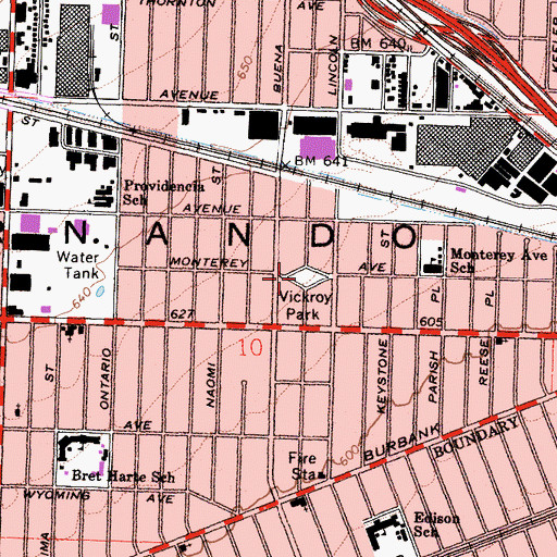 Topographic Map of Vickroy Park, CA