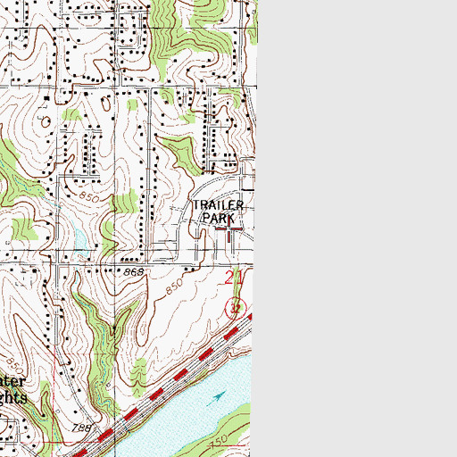 Topographic Map of River Oaks Estates Mobile Home Park, KS