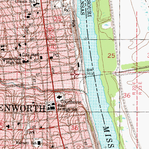 Topographic Map of C W Parker Carousel Museum, KS