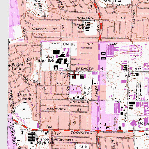 Topographic Map of Victor Elementary School, CA