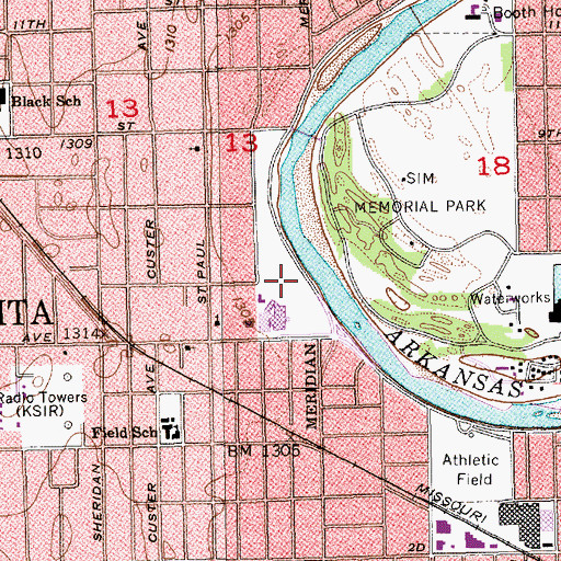 Topographic Map of Riverside Village Nursing Home, KS