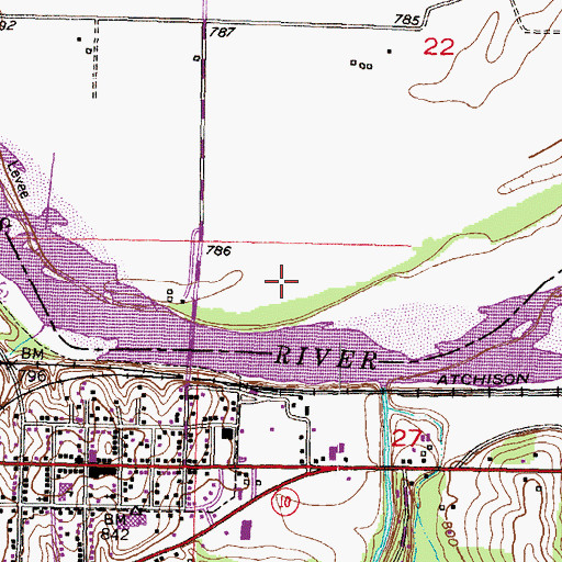 Topographic Map of Burning Tree Golf Club, KS