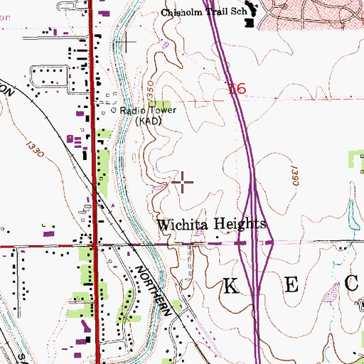 Topographic Map of Echo Hills Golf Club, KS