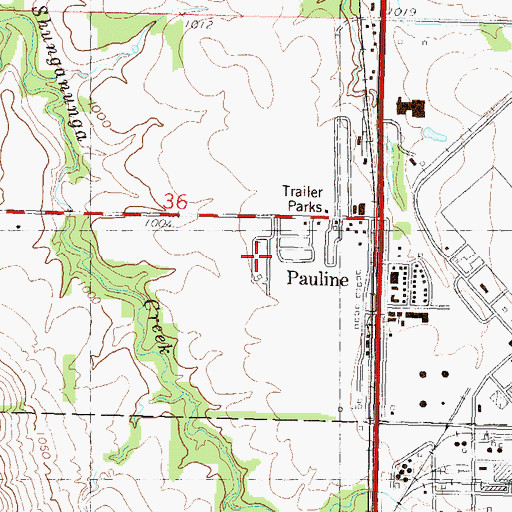 Topographic Map of Green Acres Park Mobile Home Park, KS