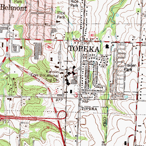 Topographic Map of Topeka Correctional Facility, KS