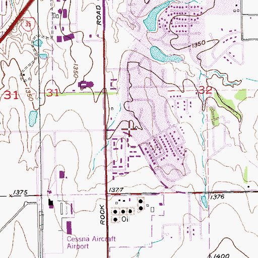 Topographic Map of Cherry Creek Village Retirement Center, KS
