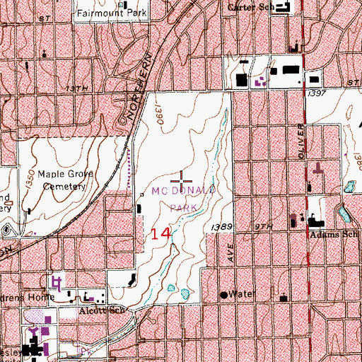 Topographic Map of MacDonald Golf Course, KS