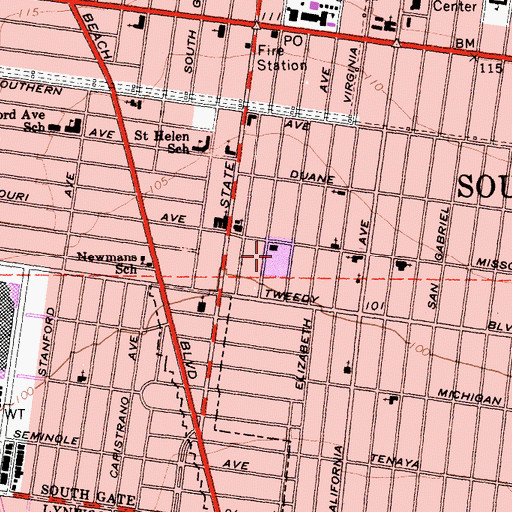Topographic Map of Victoria Elementary School, CA