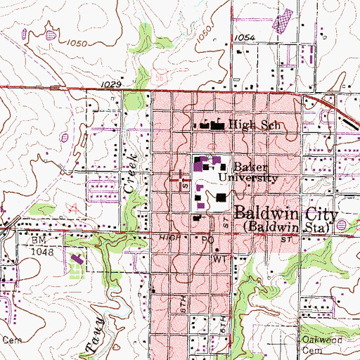 Topographic Map of Baker University - Collins House, KS