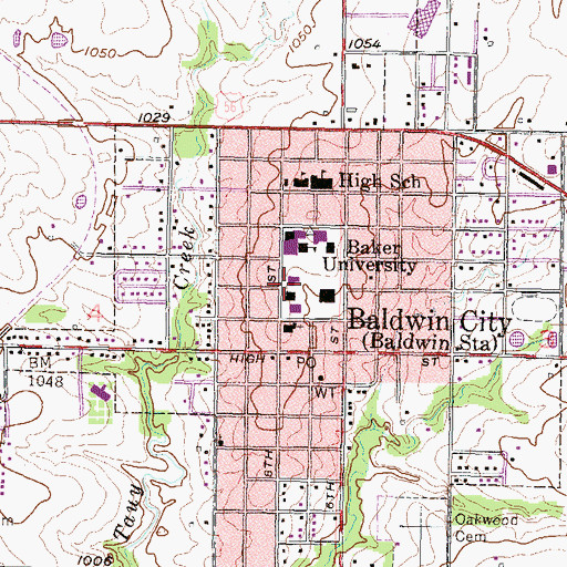 Topographic Map of Baker University - Spencer Library Annex, KS