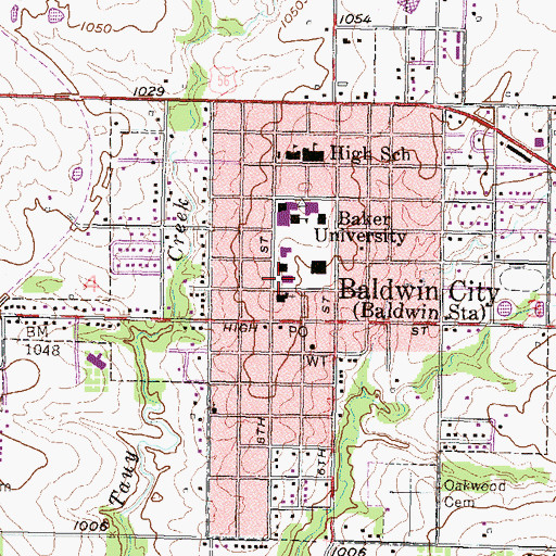 Topographic Map of Baker University - Constant Hall, KS