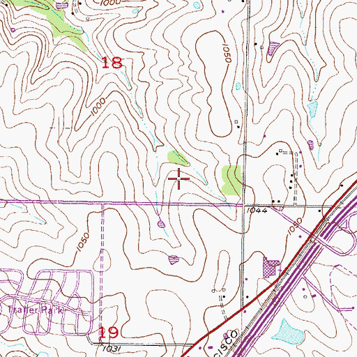 Topographic Map of Interstate 35 and 119th Street Technology Park, KS