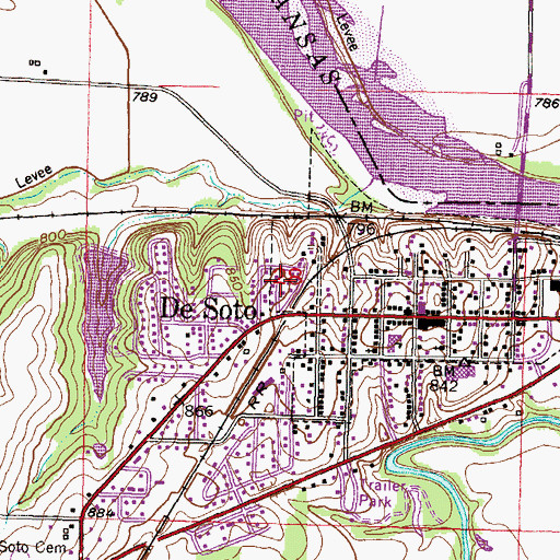 Topographic Map of B And L Mobile Home Park, KS