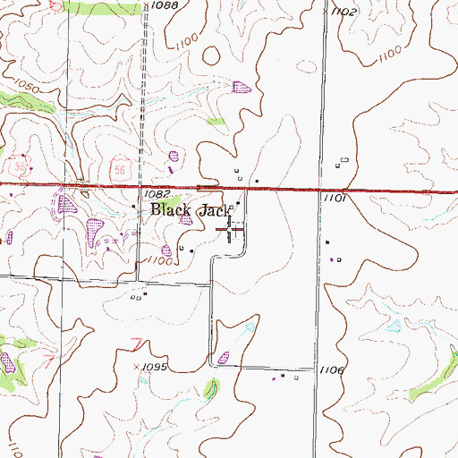 Topographic Map of Black Jack Cemetery, KS
