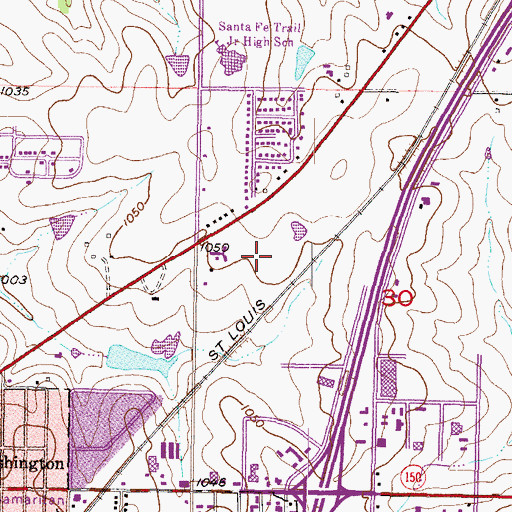 Topographic Map of Rosehill Business Park, KS