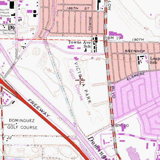Topographic Map of Victoria Park, CA