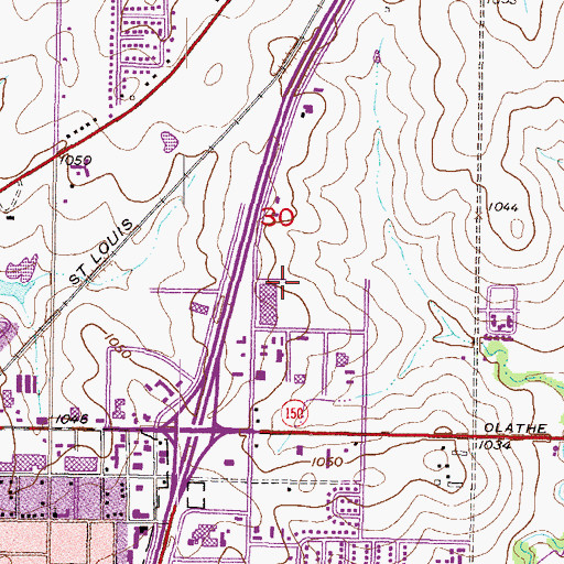 Topographic Map of Lindenwood Business and Technology Center, KS