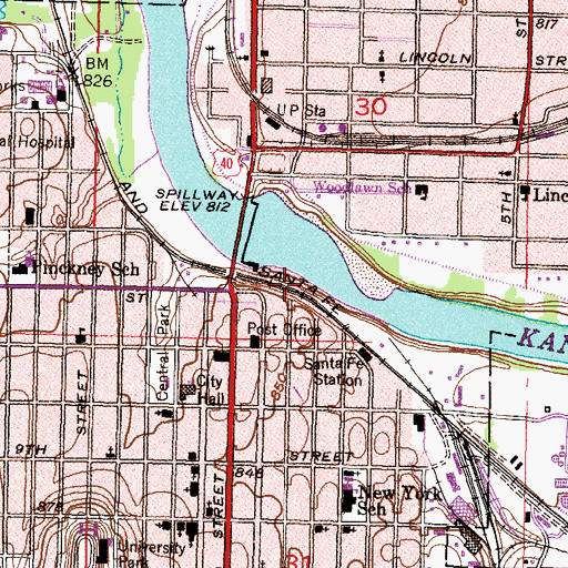 Topographic Map of River Front Plaza, KS
