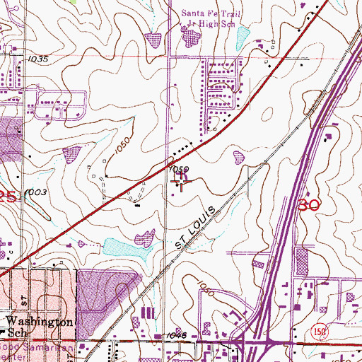 Topographic Map of Parkside Business Park, KS