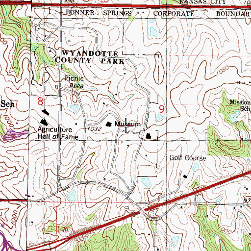 Topographic Map of Sunflower Hills Golf Course, KS