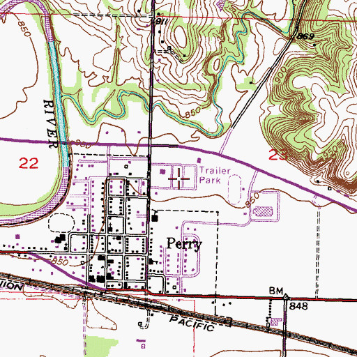 Topographic Map of Perry Plaza Court Mobile Home Park, KS