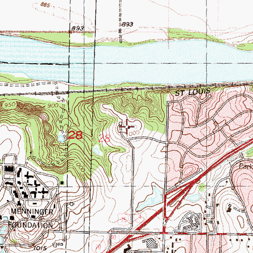 Topographic Map of Cedar Crest, KS