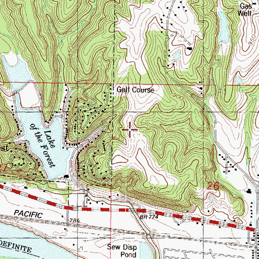 Topographic Map of Lake of the Forest Golf Course, KS