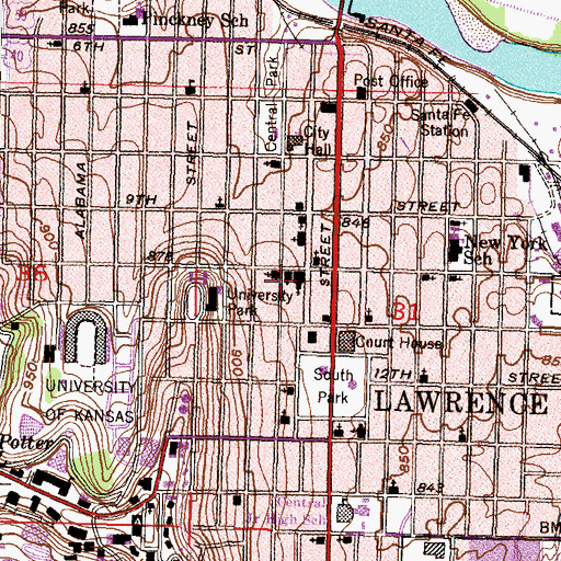 Topographic Map of First Christian Church, KS