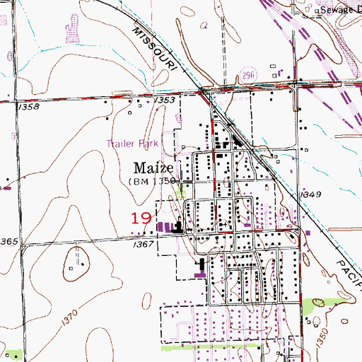 Topographic Map of Maize City Hall, KS