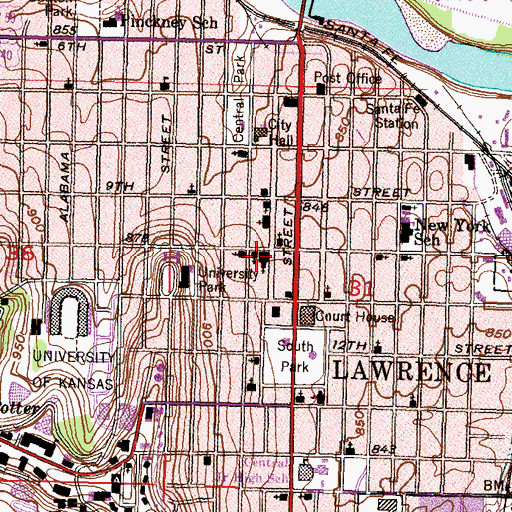 Topographic Map of Trinity Episcopal Church, KS